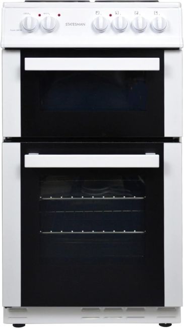 Statesman FUSION50W 50cm Wide, Twin Cavity Electric Cooker, 4 Zones In White