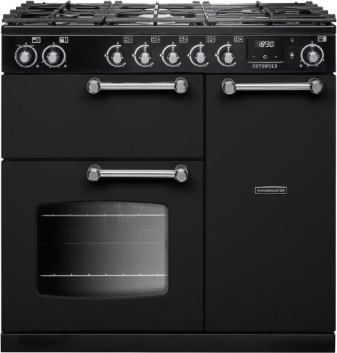 Rangemaster COT90DFPCBL/CM1 Freestanding Dual Fuel Cooker