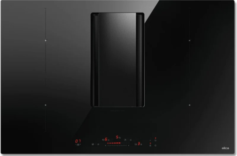 Elica NT-ALPHA-B-80-BA 78cm Wide Venting 4 Zone Hob - Black - A Rated, with back aspiration re-circulating kit
