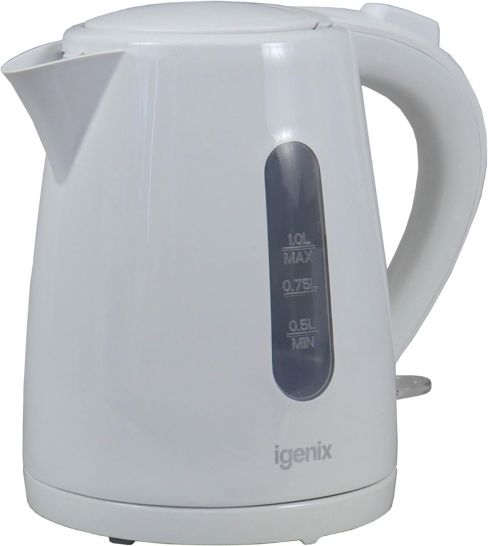 igenix IGK11022W Cordless Electric Jug Kettle, 2200 Watt Rapid Boil, 1 Litre Capacity Kettle
