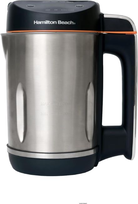 Hamilton Beach HBSM003J 3-in-1 Soup Maker, Smoothie Blender & Jam Maker, Silver- Black