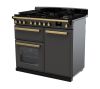 Rangemaster ESDL100DFPSLT/AB1 100cm Wide Dual Fuel Range Cooker - Slate / Antique Brass - A Rated