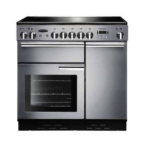 Rangemaster PROP90ECSS/C 90cm Range Cooker Professional Plus Ceramic in Stainless Steel / Chrome, A Rated