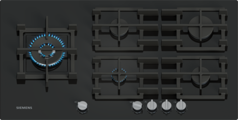 Siemens EP9A6MI40 92cm Wide 5 Burner Gas on Glass Hob - Black