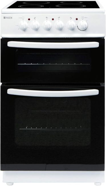 Haden HECT50W 50cm Twin Cavity Ceramic Oven Cooker in White