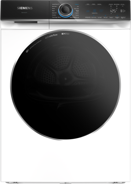 Siemens WR47B2C9GB 9kg, Heat Pump tumble dryer, sensor technology, varioSpeed, Home Connect, Large display, White