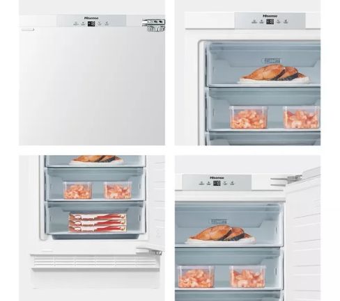 Hisense FUV124D4AWE Integrated Under Counter Freezer with Fixed Hinge System, Manual Defrost